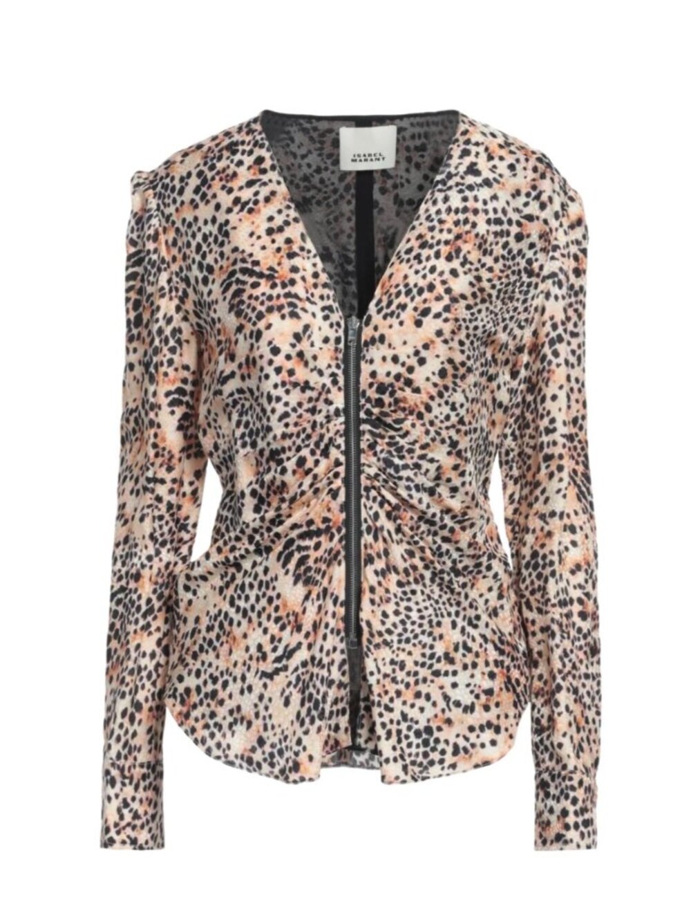 Isabel Marant Marjorie Silk Blend Leopard Print Zip V-neck Top  Size 36 (France)